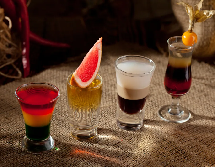 vodka shots with garnish