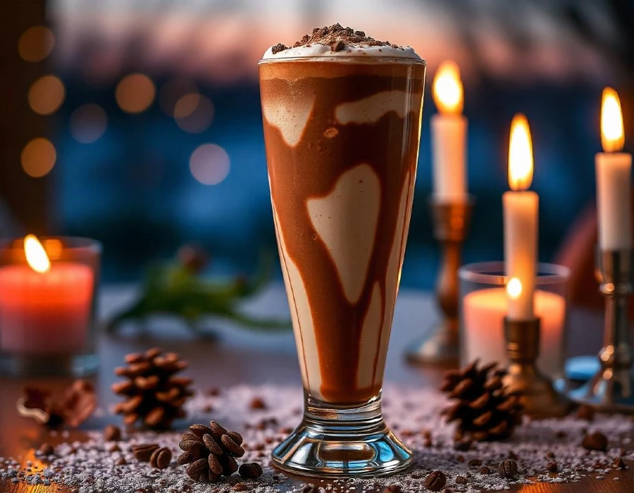 A Smooth Hot Cocoa Cocktail in a tall glass
