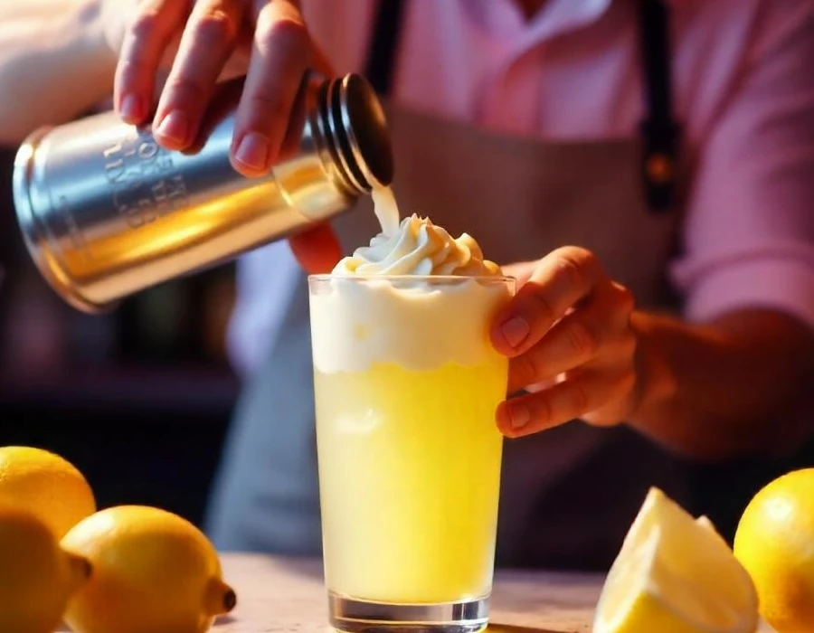 A vibrant mixologist preparing Whipped Lemonade
