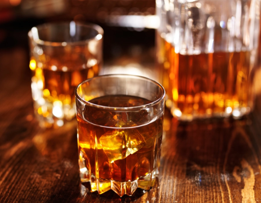 Bourbon whiskey on the bar