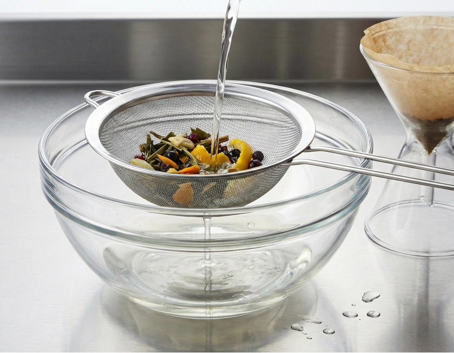 infused vodka being strained