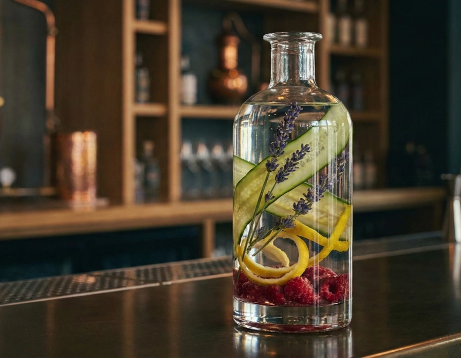 infused vodka on bar counter